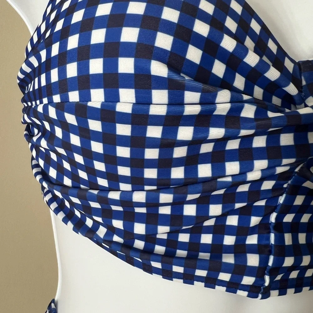 Blue Gingham Push Up High Waist Bikini Set